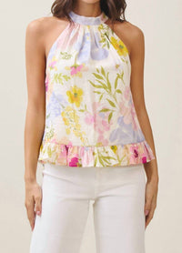 Able - Floral Ruffle Halter Top