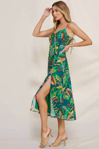 Allie Rose - Hailey Tropical Slit Hem Midi Dress