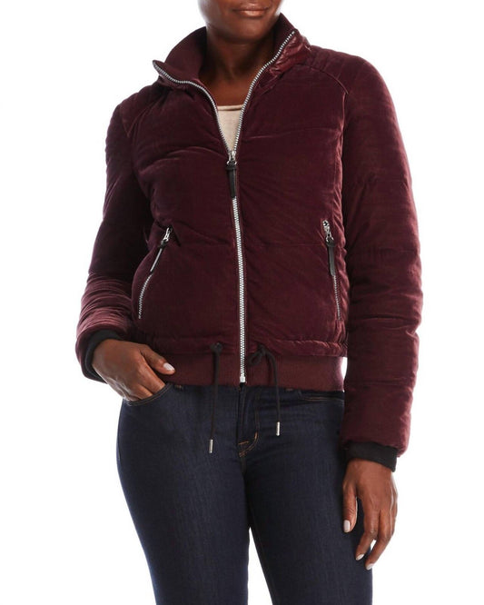 Marc New York - Quilted Velvet Bomber Puffer Jacket