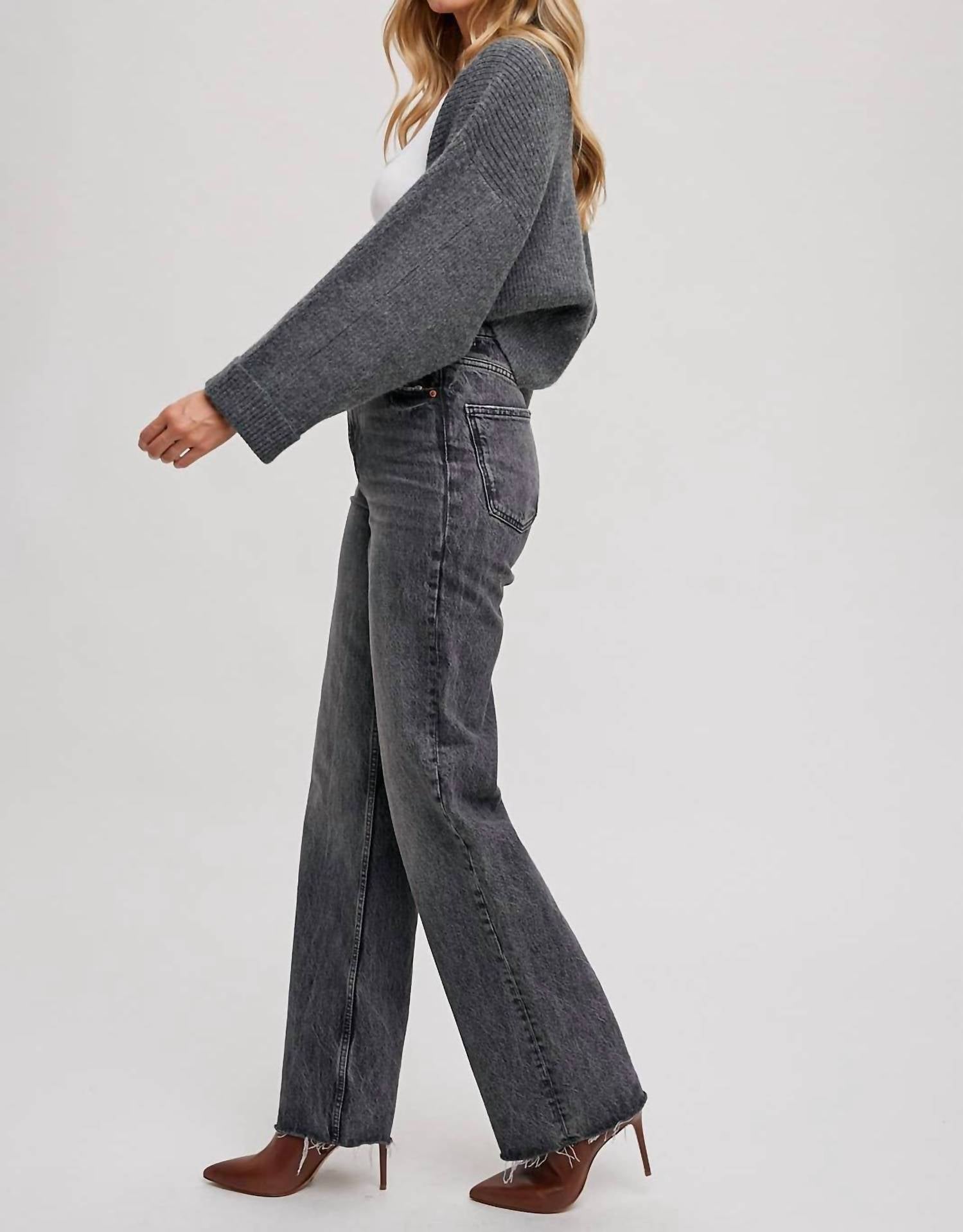 BluIvy Sweater Knit Bolero Shrug in dk grey - women's sweater - alternate view