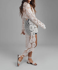 Saachi - High-low Crochet Cover-up Dress