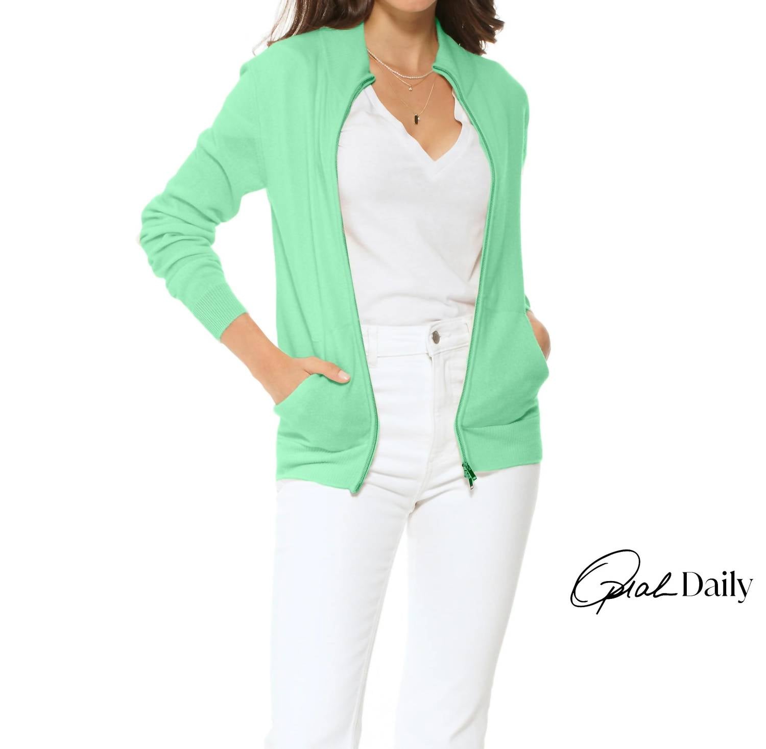 Monticelli Cashmere - Women's Pure Cashmere Zip Cardigan