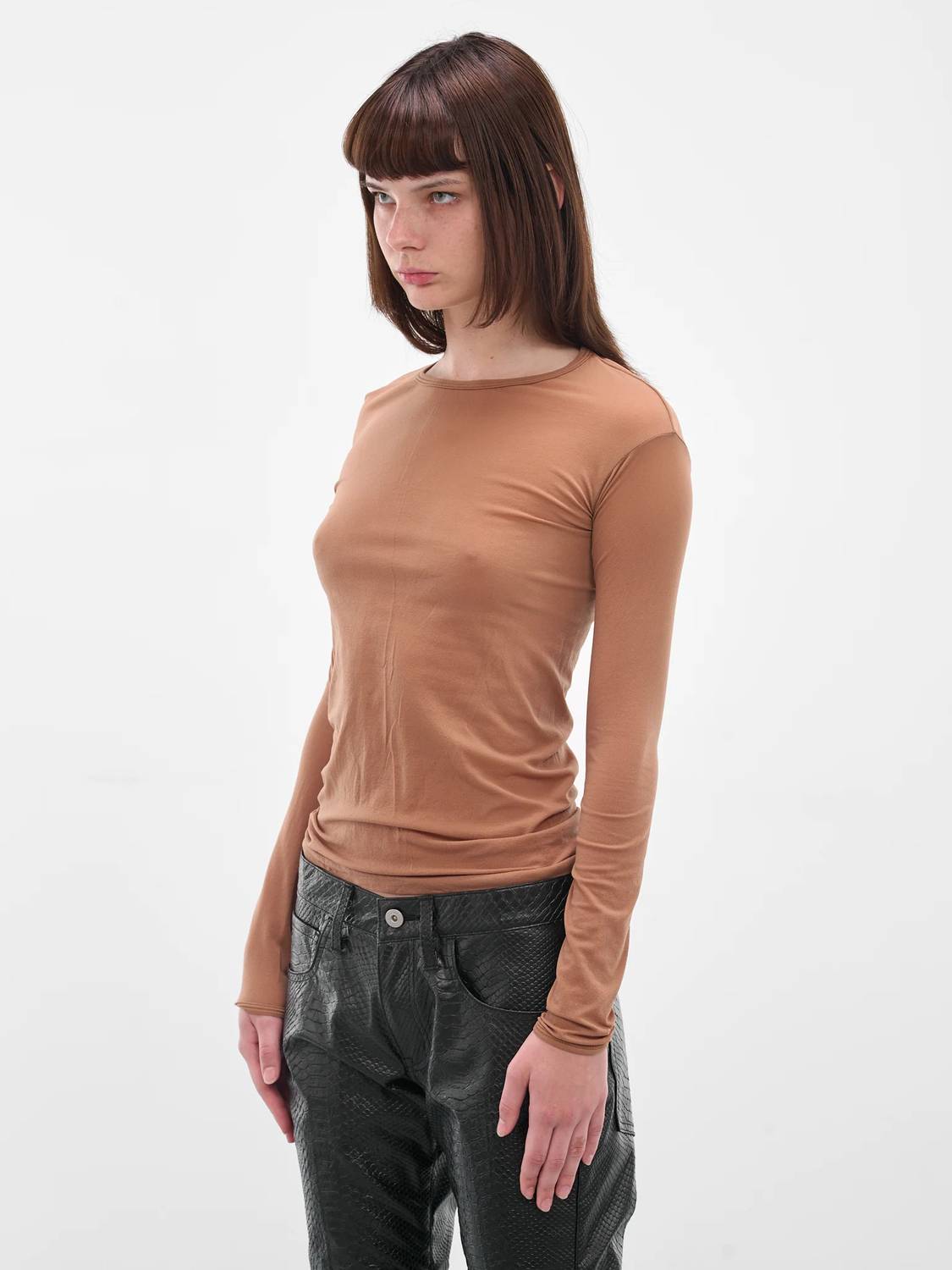 Junya Watanabe Nylon Long Sleeve Shirt in beige - women's long sleeve top - alternate view