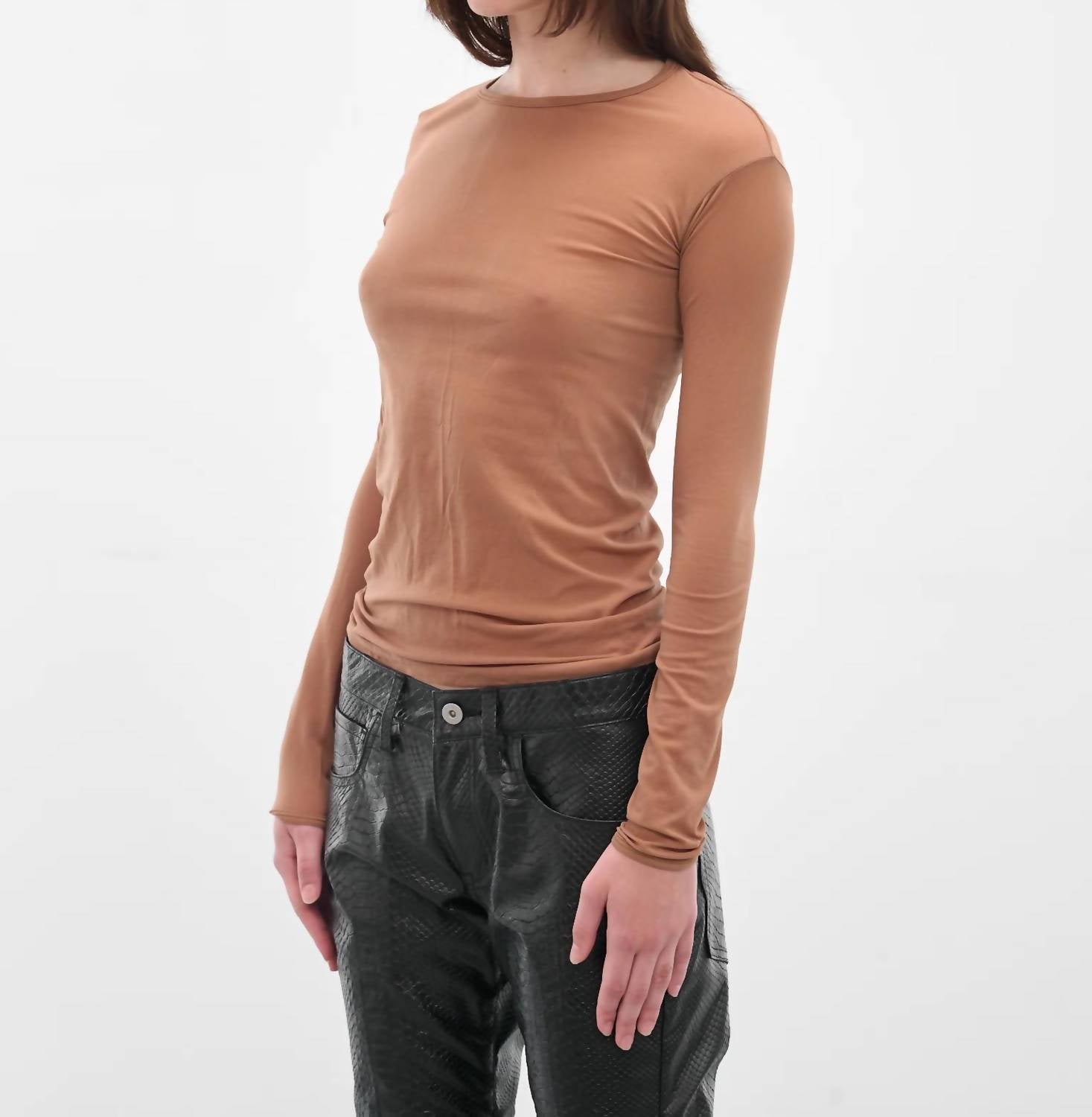 Junya Watanabe Nylon Long Sleeve Shirt in beige - women's long sleeve top - detail view