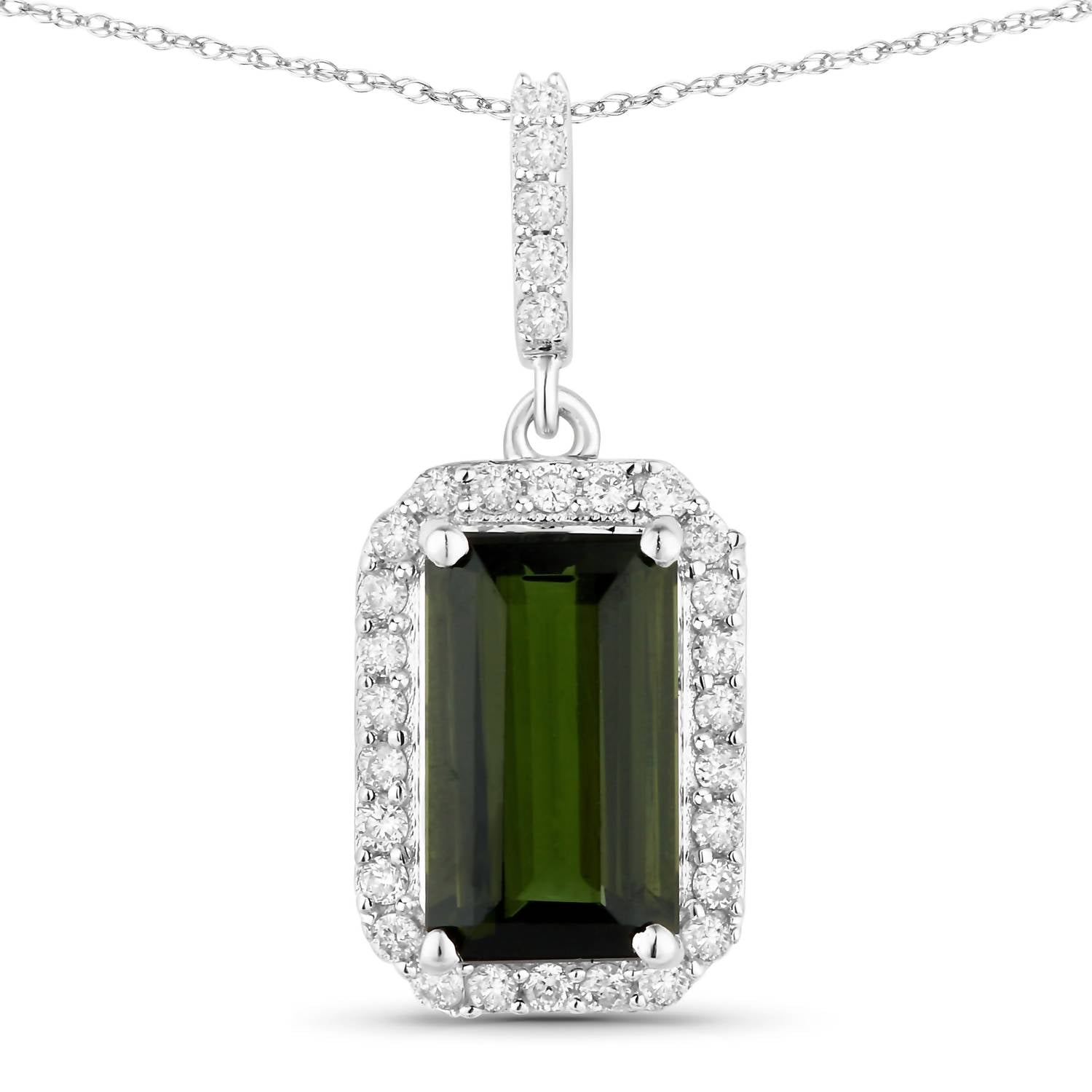 Diana M Jewels Women's Octagon Natural Tourmaline Pendant Necklace (2.25 Ct) - Classic Plus in 14k white gold - women's jewelry