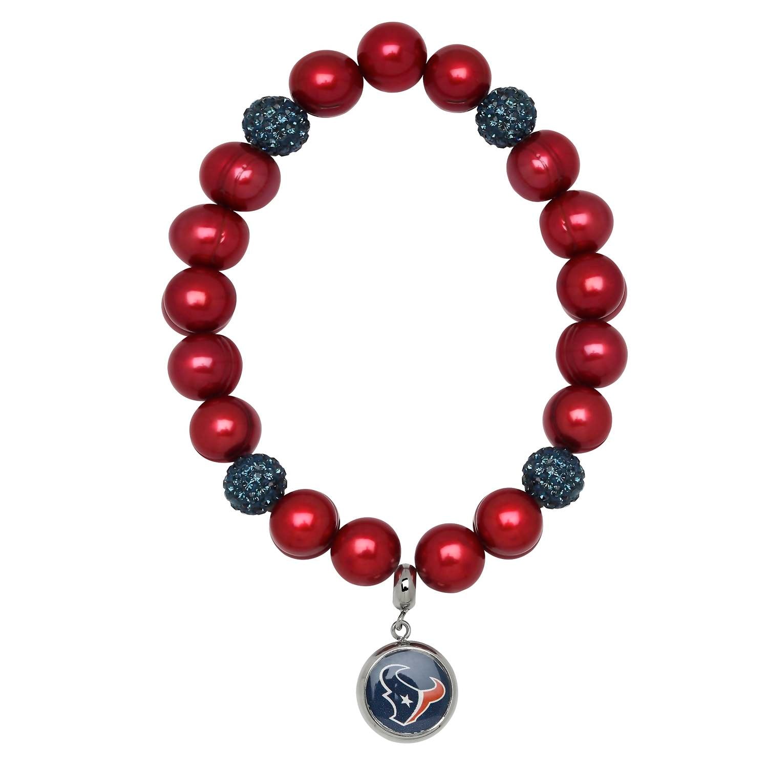 Honora - Houston Texans Stretch Pearl & Crystal Bracelet