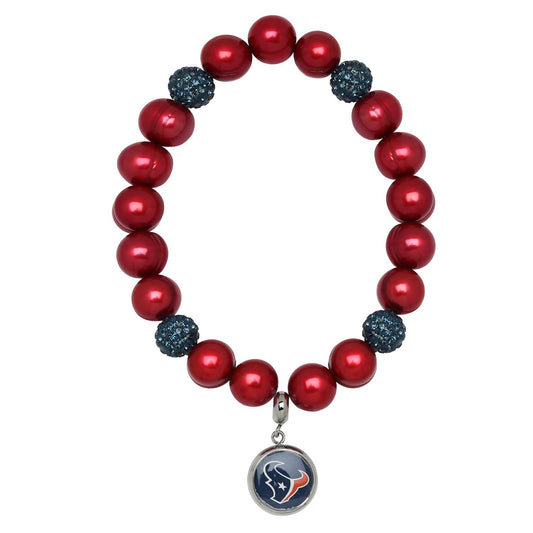 Honora - Houston Texans Stretch Pearl & Crystal Bracelet