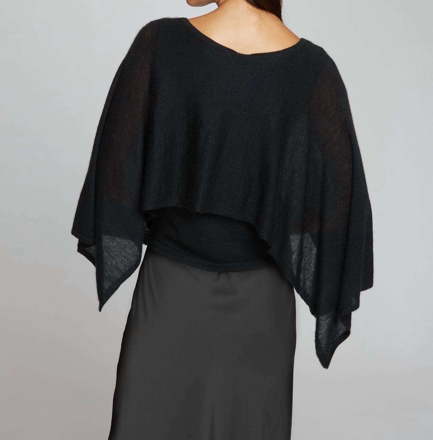 Autumn Cashmere Layered Capelet Top in black - women's blouse - alternate view