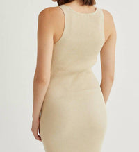 CRESCENT Monnie Ribbed Shimmer Sweater Knit Midi Dress in midsummer gold - women's dress - view 5