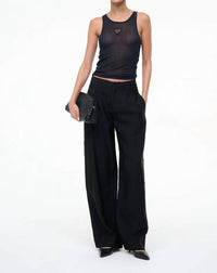 STAUD Pierre Pant Wide Leg Trouser in black - women's pants - detail view