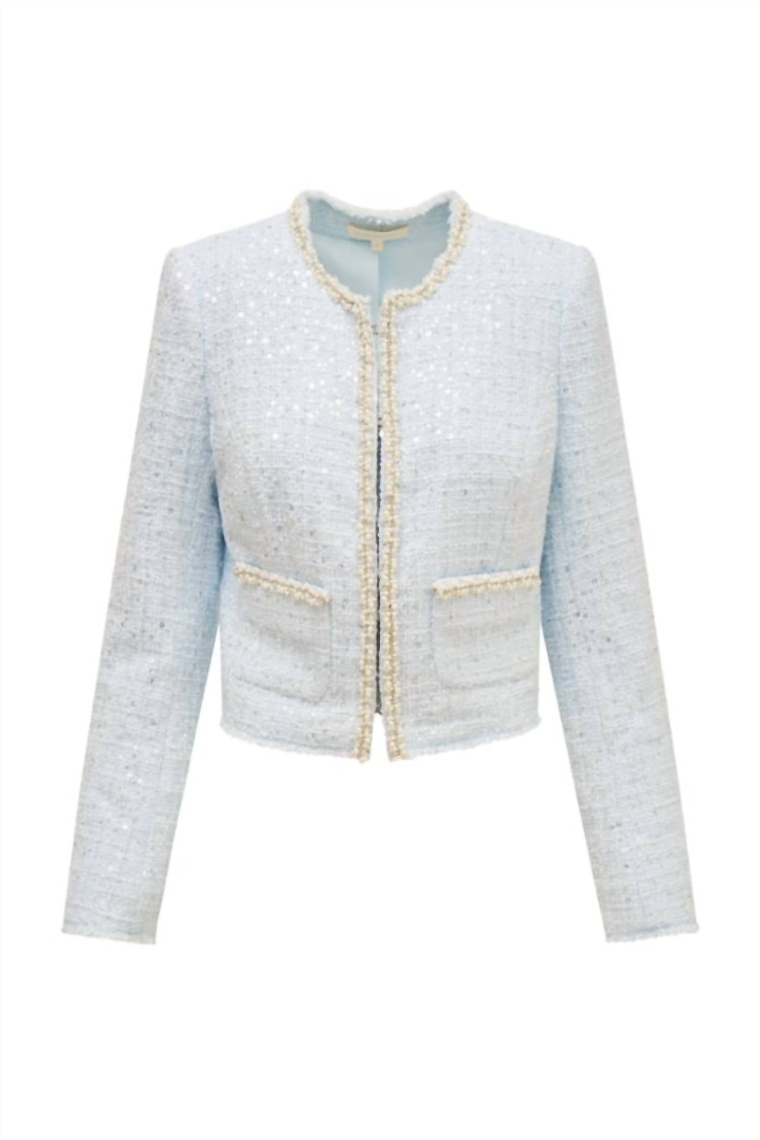 LoveShackFancy Women's Kelli Long Sleeve Jacket in blue - women's jacket