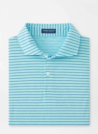 PETER MILLAR Journeyman Stripe Short Sleeve Polo in blue spruce - men's shirt - alternate view