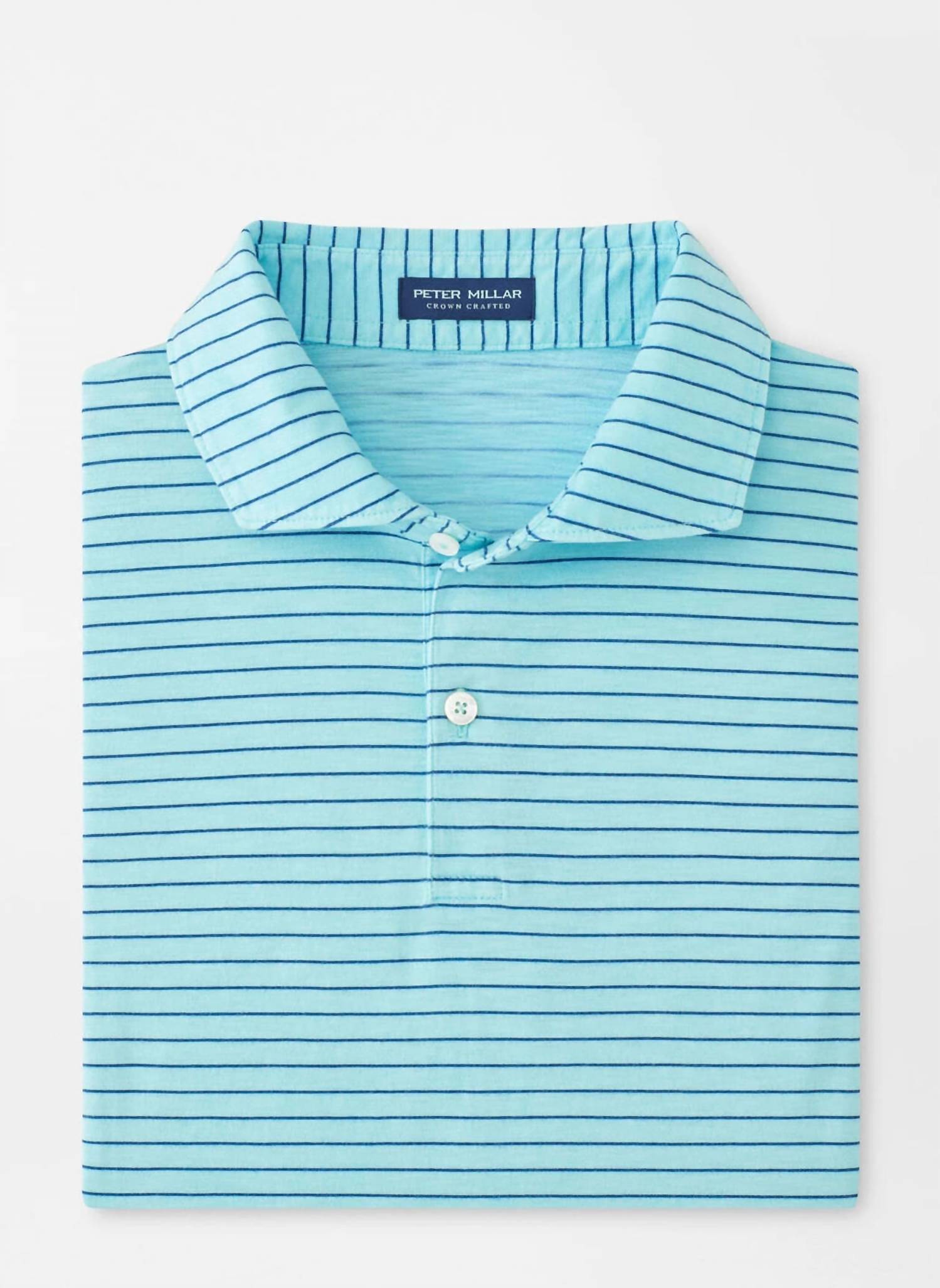 PETER MILLAR Journeyman Stripe Short Sleeve Polo in blue spruce - men's shirt - alternate view
