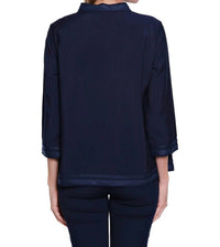 Multiples 3/4 Sleeve Top in midnight - women's blouse - detail view