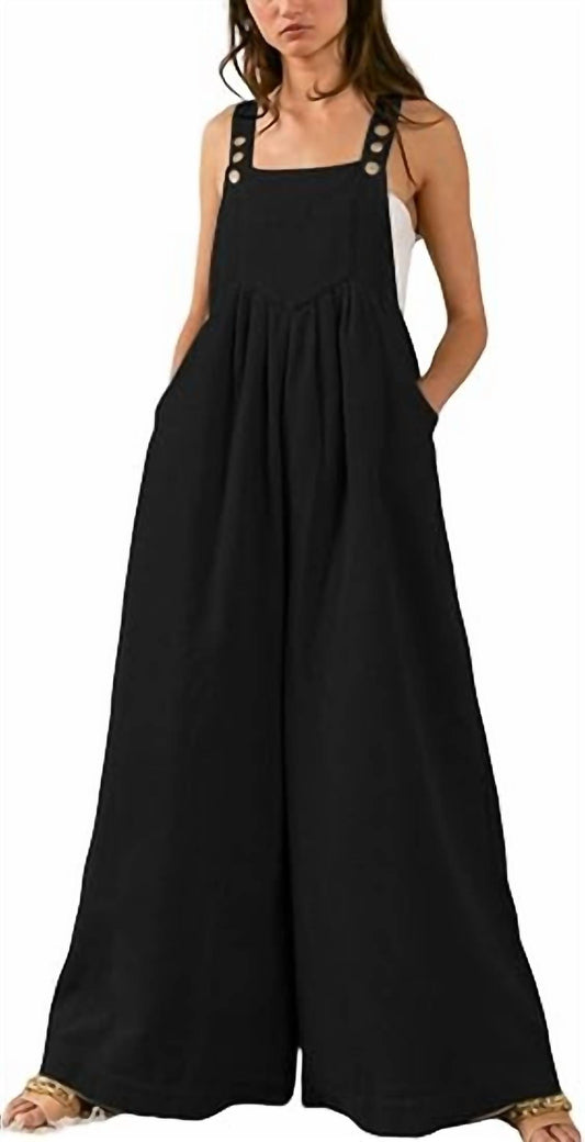 Bibi - Vintage Washed Corduroy Wide Leg Overalls - Plus