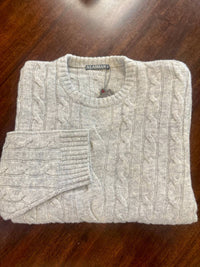 Alashan Cashmere Men's Cable Crew Neck Sweater in heather grey - men's sweater