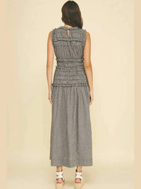 Pinch - Gingham Shirring Detailed Maxi Dress