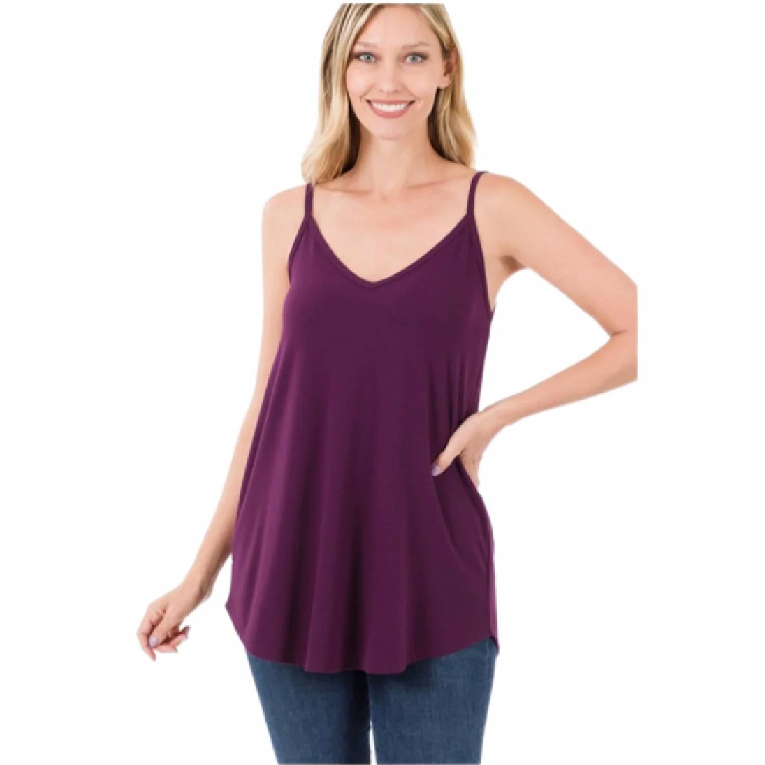 Zenana - Reversible Spaghetti Strap Tank Top - Plus