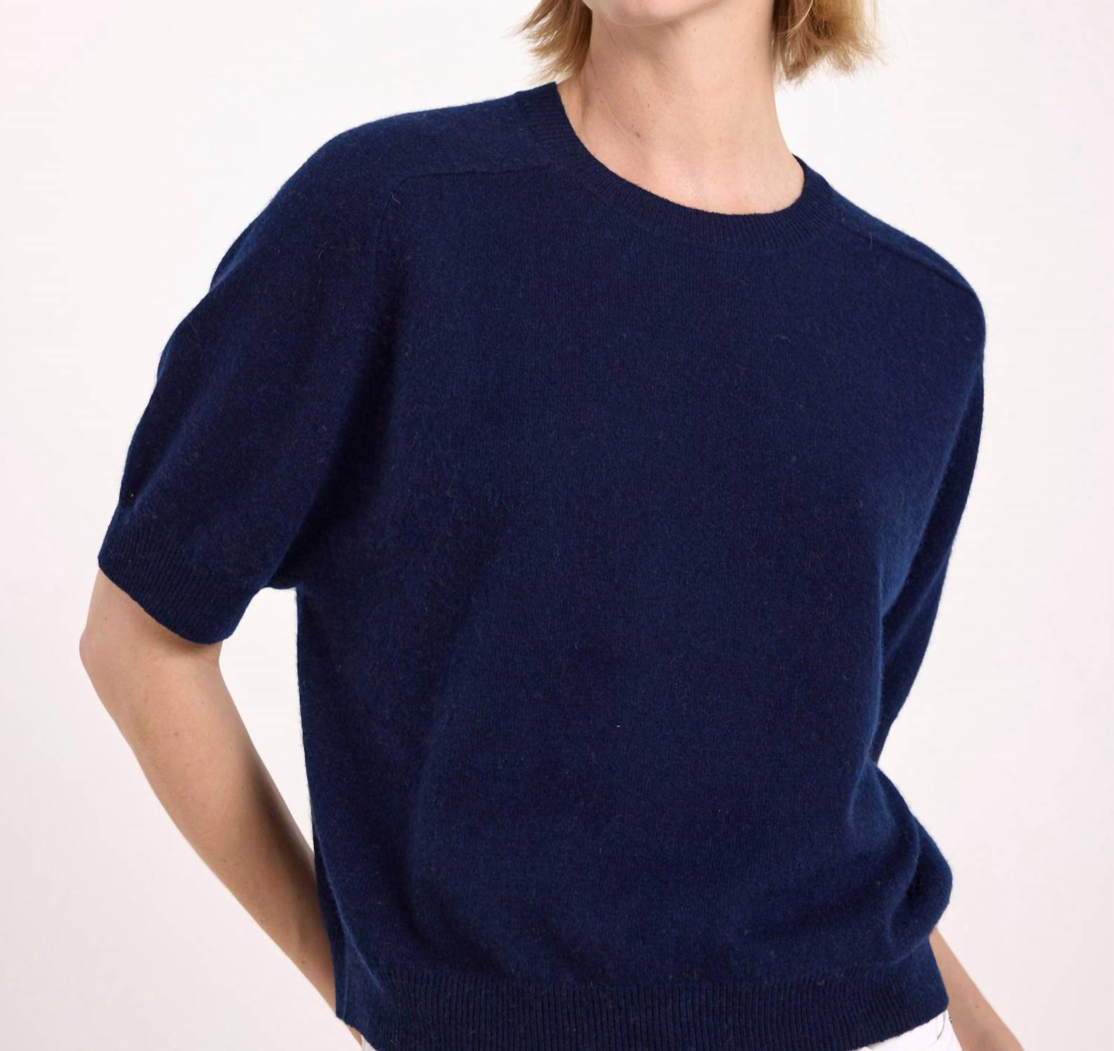 Brodie Cashmere Paige Cashmere Tee in navy - women's sweater - view 4