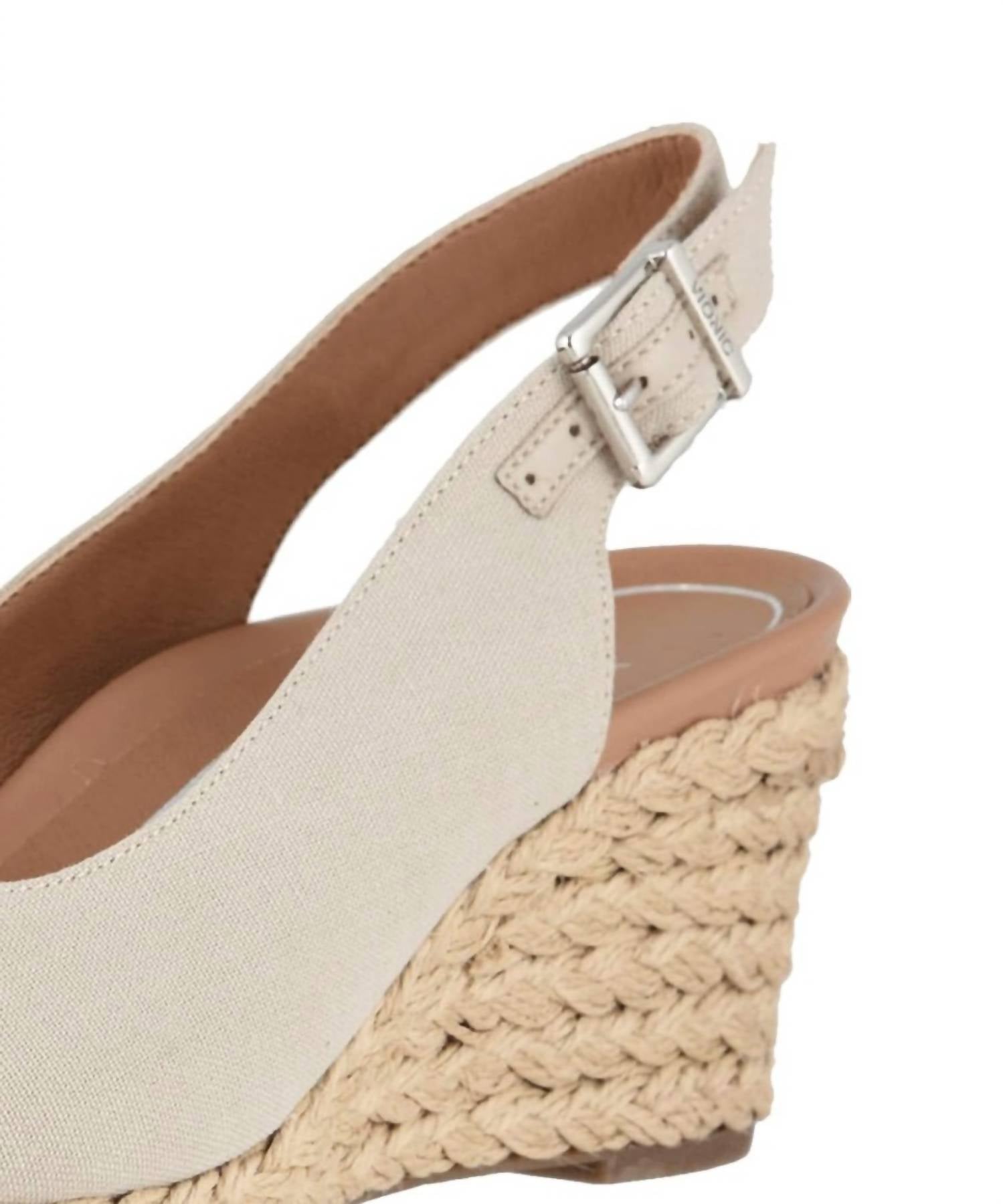 VIONIC Women's Carolina Slingback Wedge Shoes in oat - women's shoe - detail view