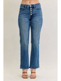 Judy Blue - Mid Rise Slim Straight Rigid Magic Button-fly Jeans