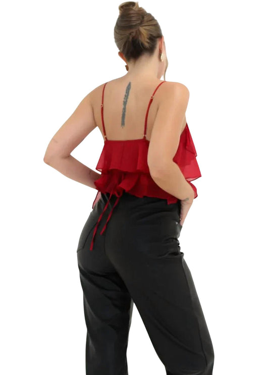 Rumored - Lurex Ruffle Wrap Tank