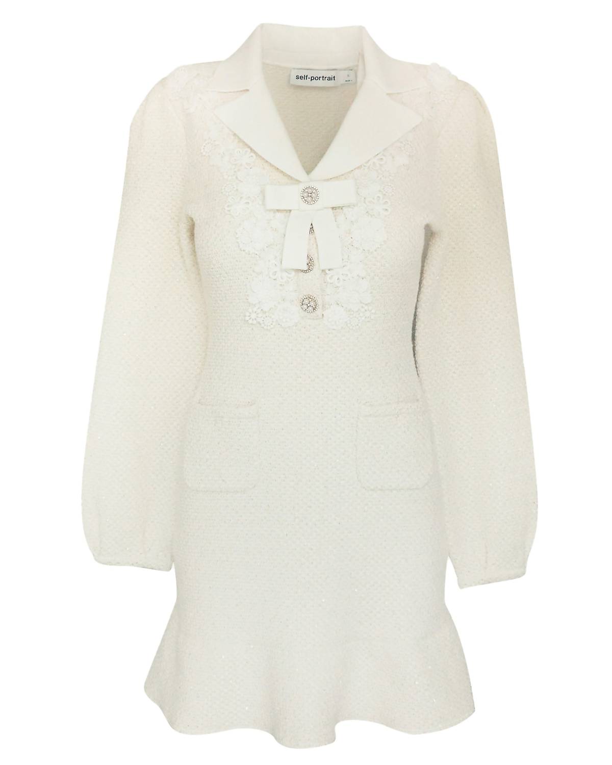Self-Portrait - Soft Knit Bow Mini Dress