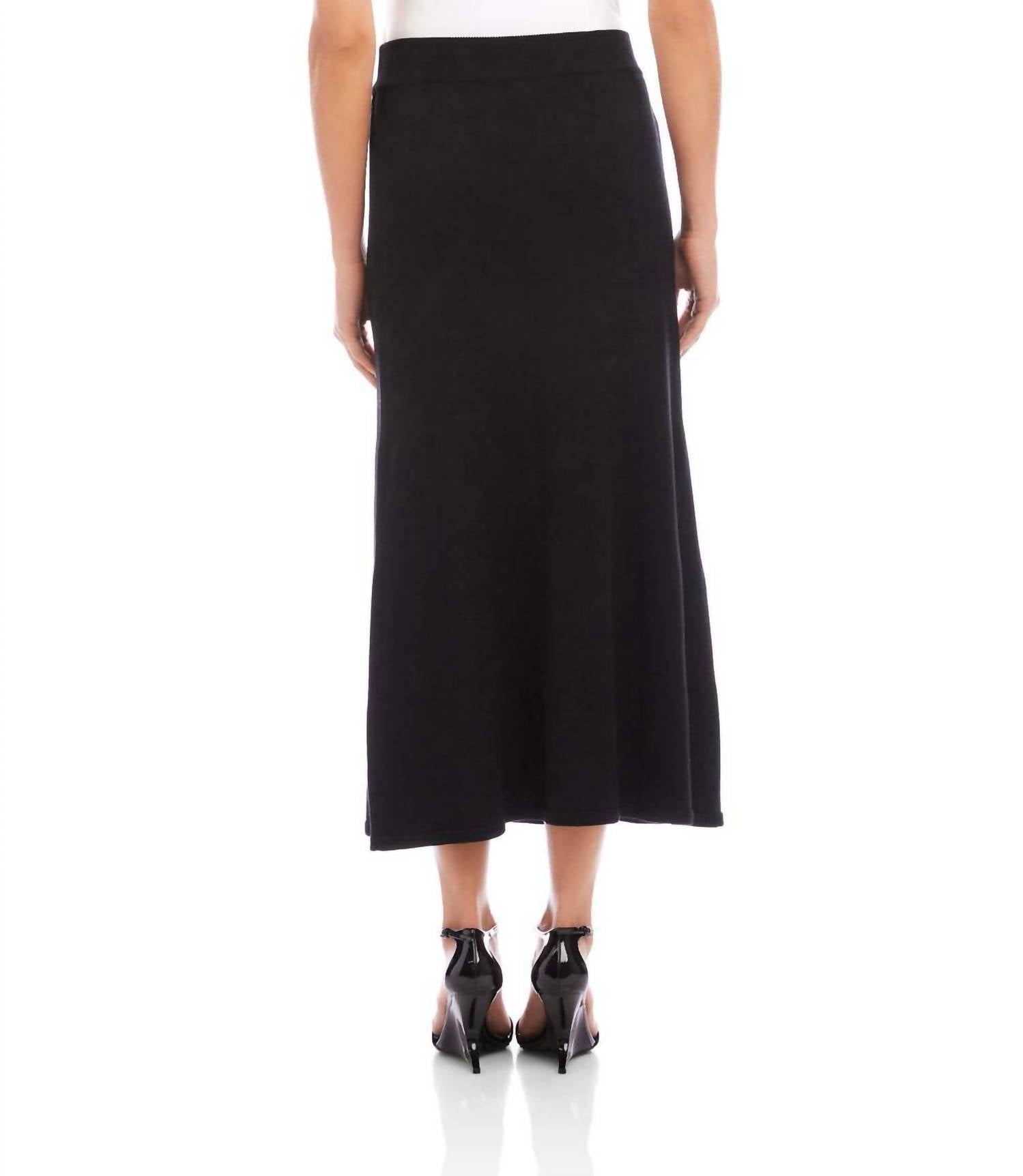 Karen Kane Sweater Knit Midi Skirt in black - women's skirt - detail view