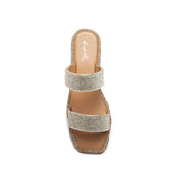 Qupid - Women's Rhinestone Band Slide Sandal