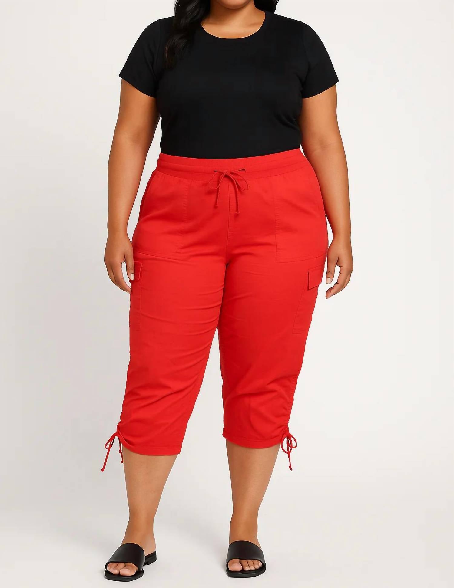 Audrey Lane - Cargo Drawstring Capri Pants