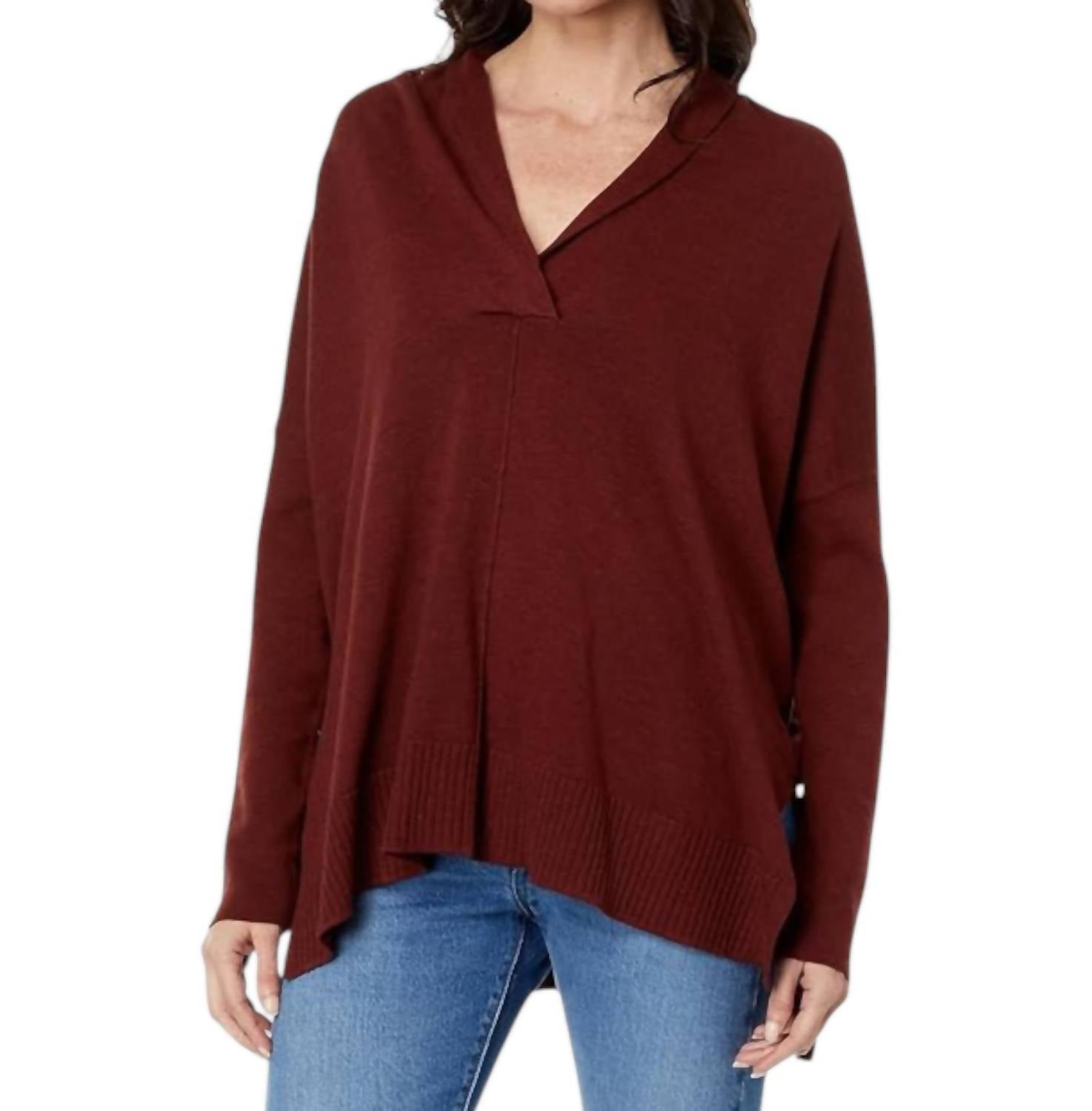 Lilla P - Cotton Blend Oversized Shawl Collar Sweater