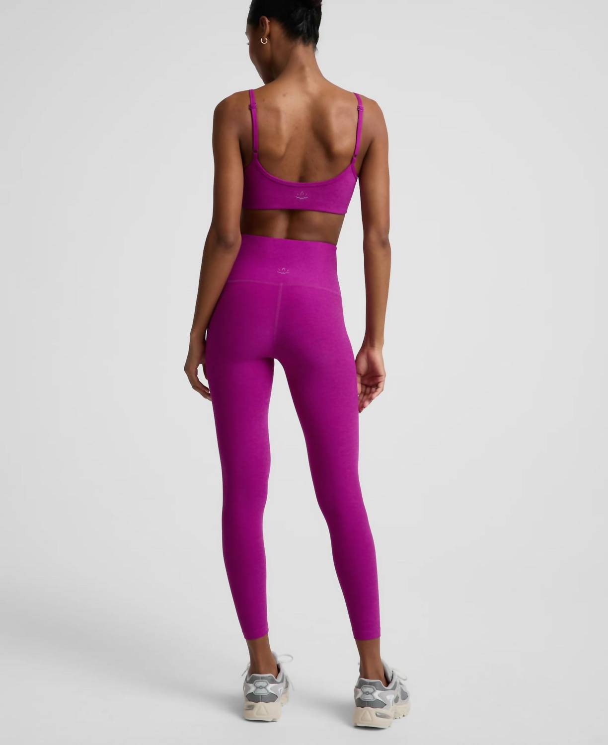 BEYOND YOGA Spacedye Caught In The Midi High Waisted Legging in berry bliss heather - women's legging - detail view