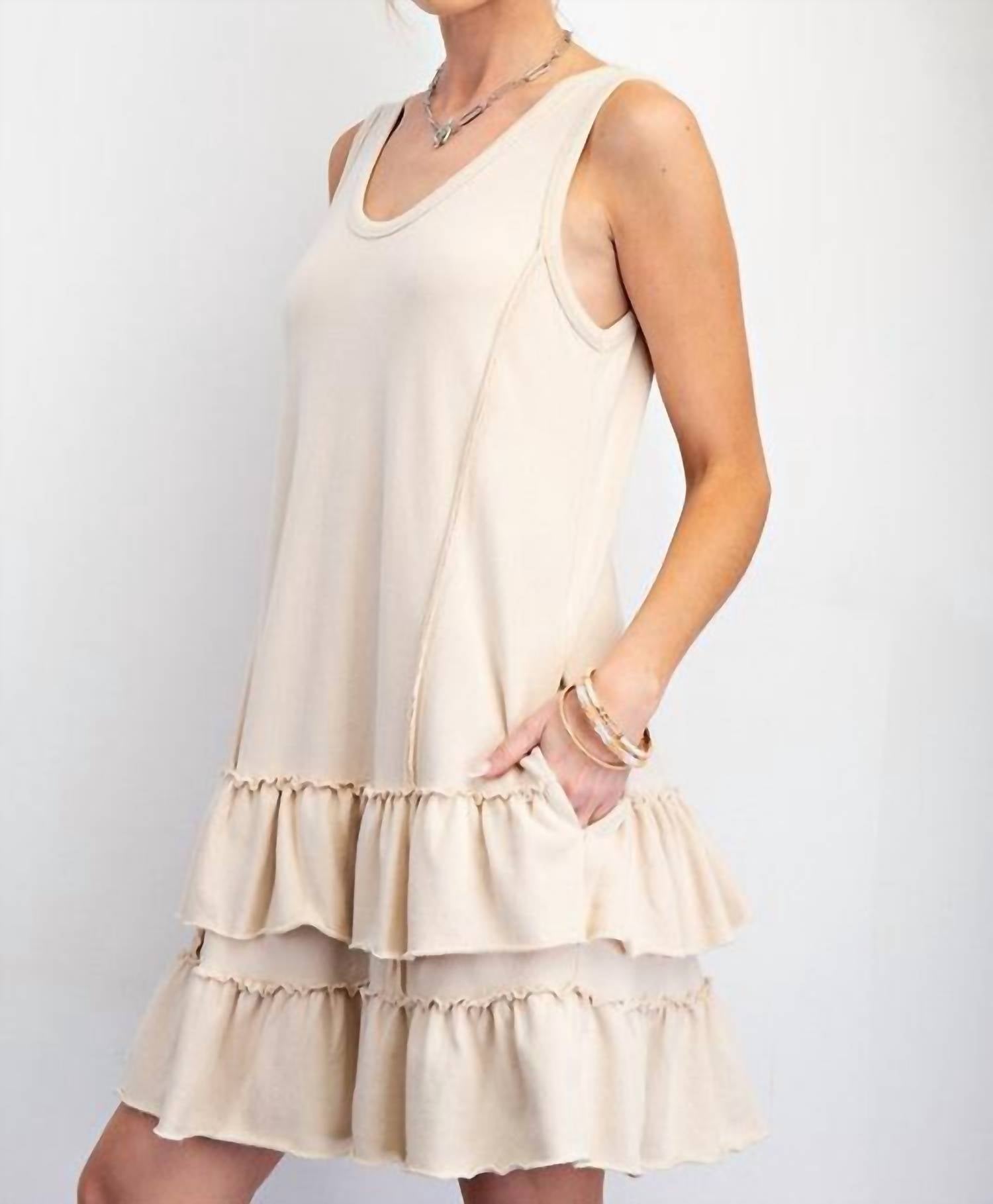 Easel - In The Moment Ruffle Bottom Mini Dress