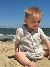 Me & Henry - Boy's Helford Woven Onesie Gauze