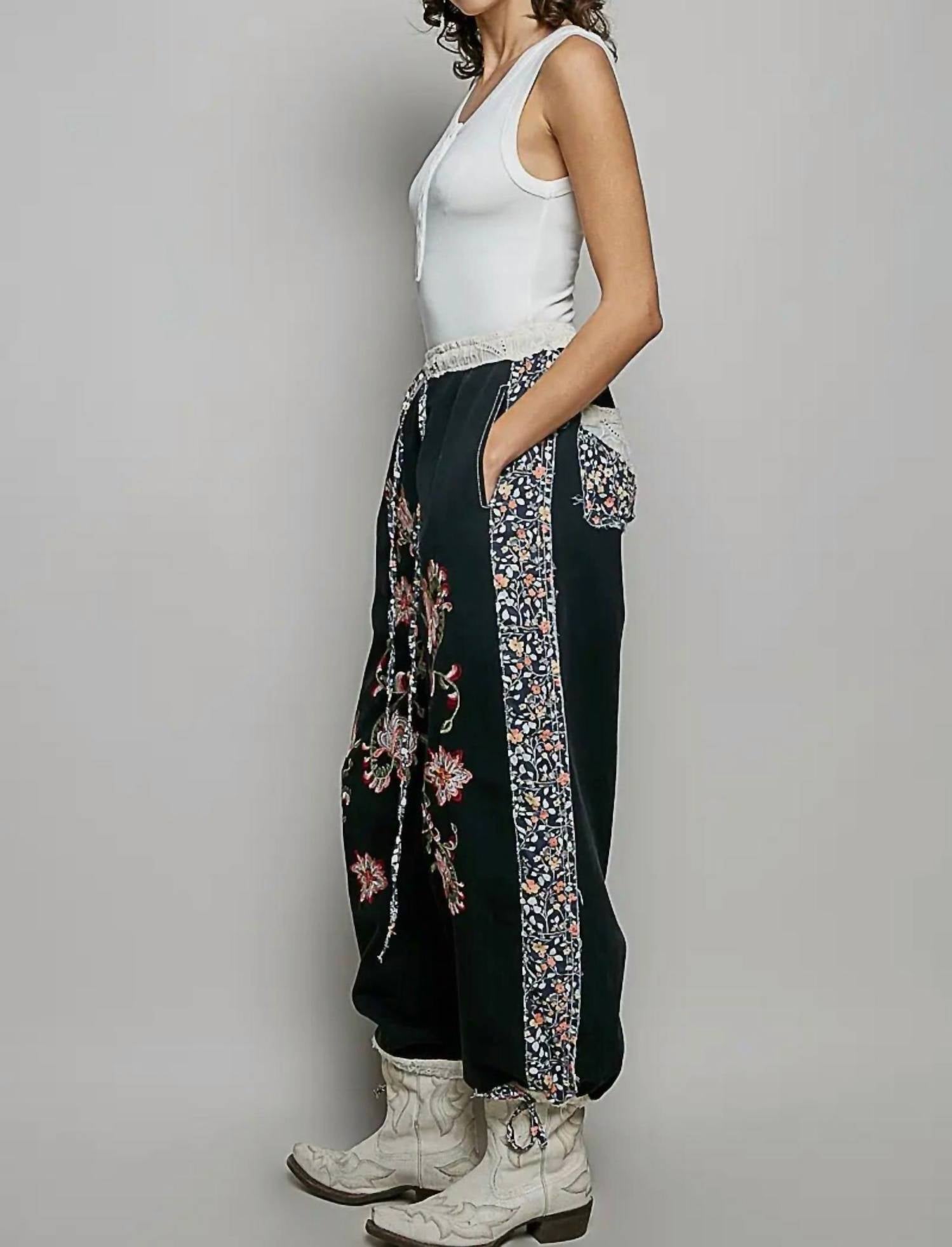 POL Floral Pants in black - women's pants - view 5