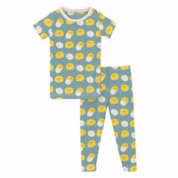 Kickee - Kids' Bamboo Print Short Sleeve Pajama Set