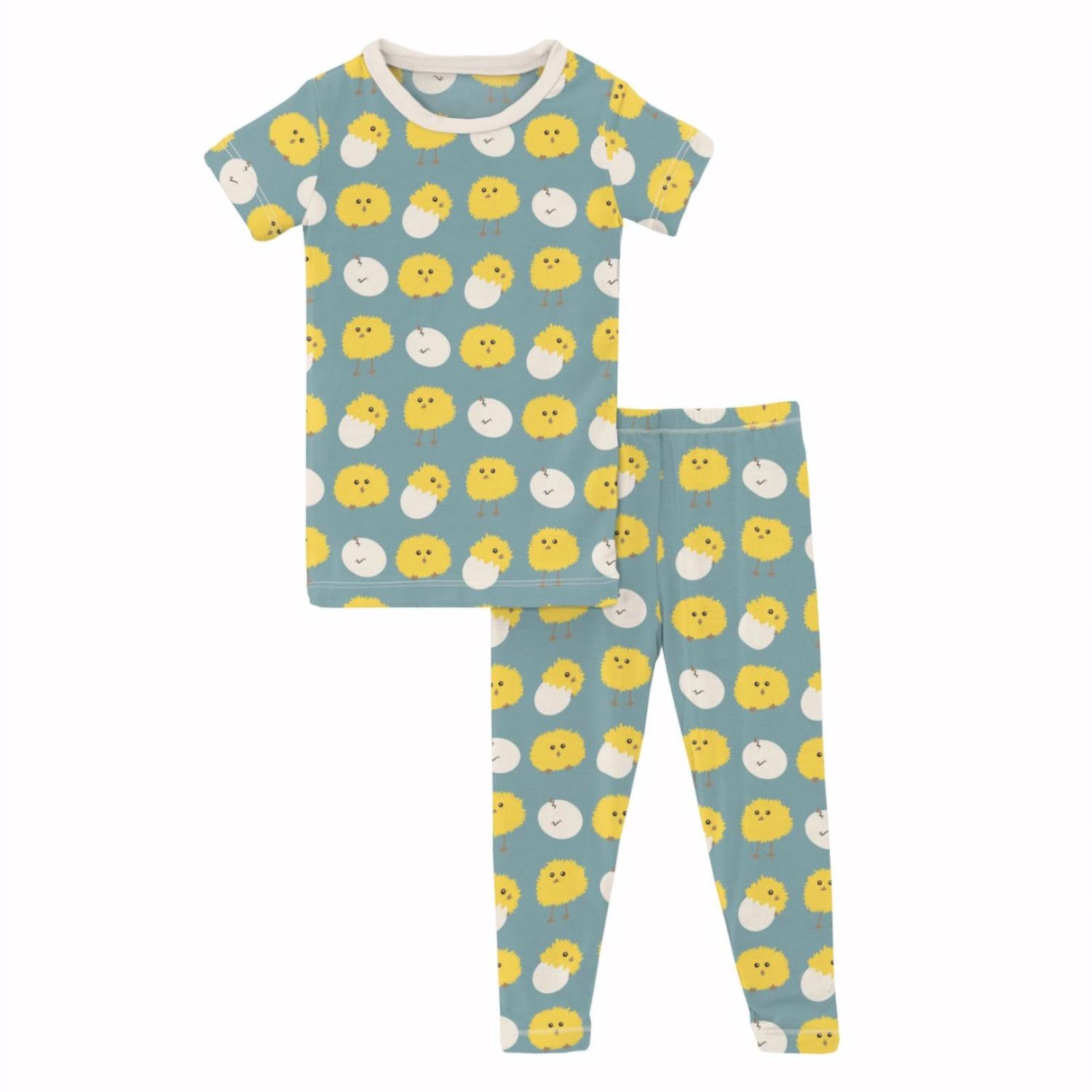 Kickee - Kids' Bamboo Print Short Sleeve Pajama Set