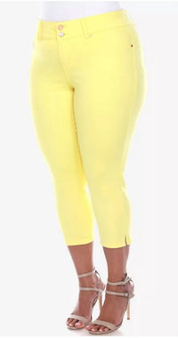 White Mark Capri Jeans - Plus in yellow - women's jeans - detail view