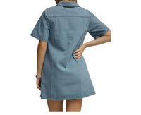 Entro - Denim Collared Short Sleeve Mini Dress