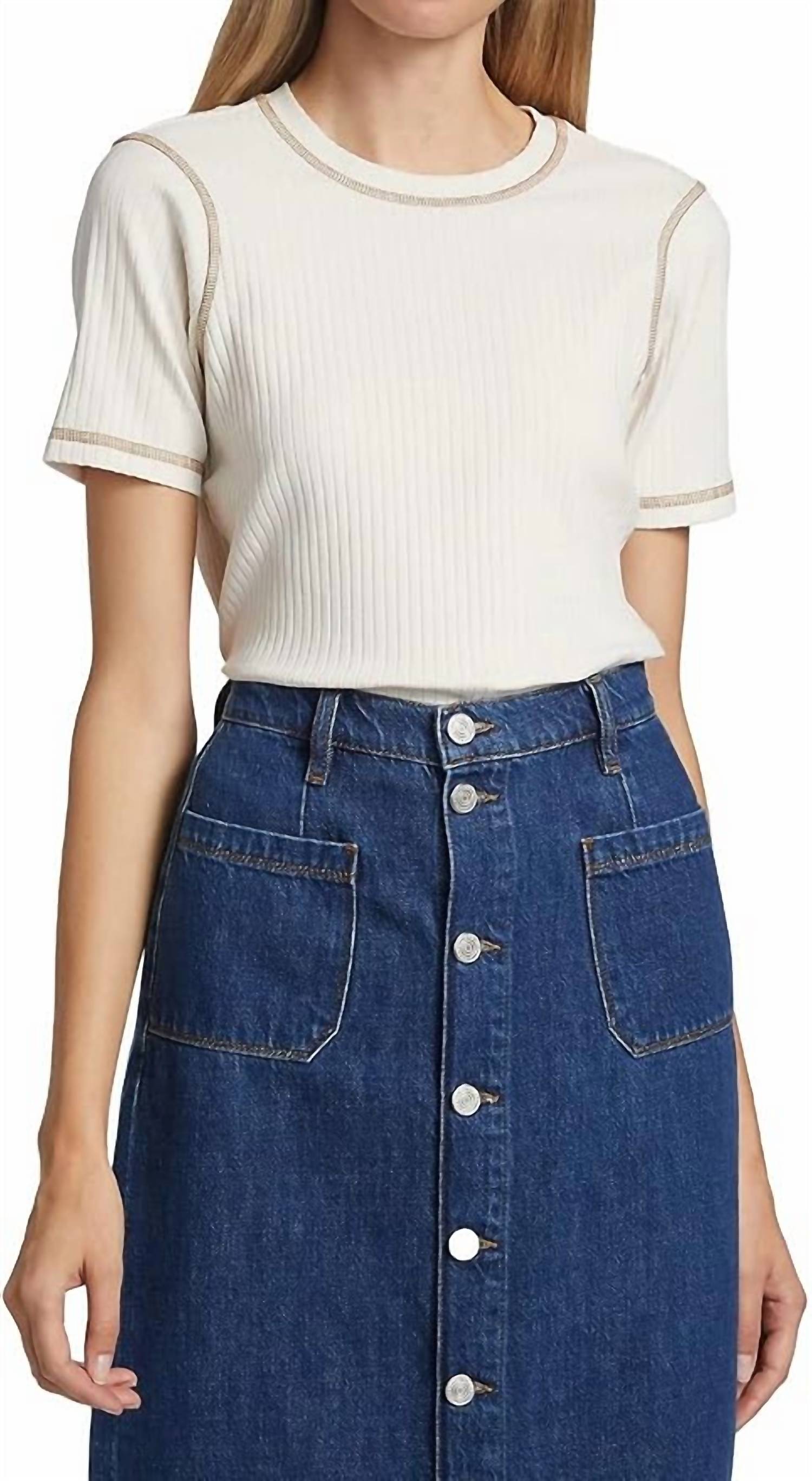 Frame - Contrast Rib Stitch Short Sleeve Tee
