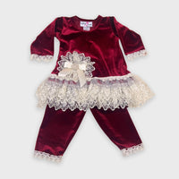 Katie Rose - Girl's 2-Piece Velvet Tunic Top With Lace Set