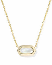 Kendra Scott Women's Lisa Bezel Short Pendant Necklace in gold ivory mother of pearl - women's jewelry