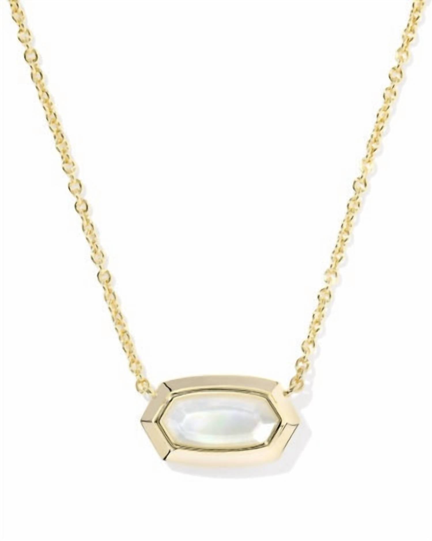 Kendra Scott Women's Lisa Bezel Short Pendant Necklace in gold ivory mother of pearl - women's jewelry
