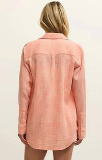 Z Supply Classic Gingham Top in cantaloupe - women's shirt - alternate view