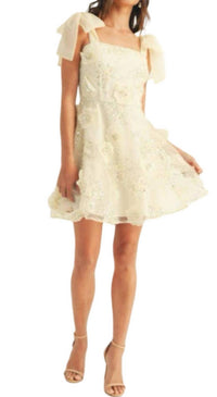 Just Me - 3d Floral Mesh Shoulder Strap Mini Dress