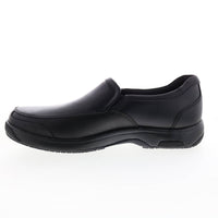 Dunham Men's Battery Park Service Leather Slip-on Shoe in black - men's loafer - detail view