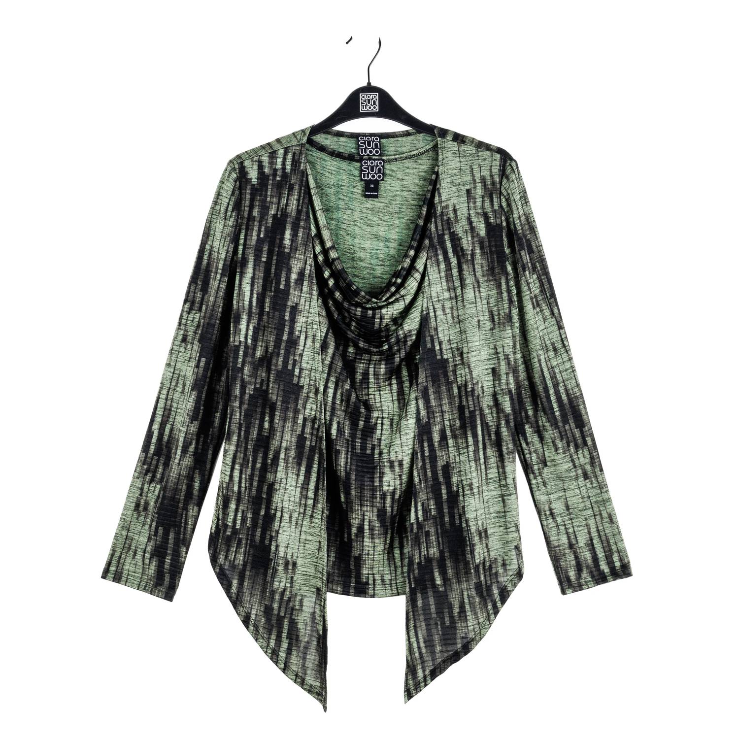 Clara Sunwoo - Crinkle Pleat Knit 2pc Cardigan And Cowl Tank Twinset