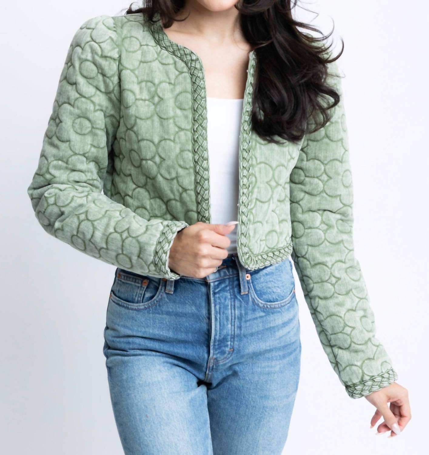 Karlie - Dani Denim Floral Stitch Novelty Jacket