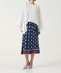 Valentino - Pleated Cotton Blend Taffeta Top
