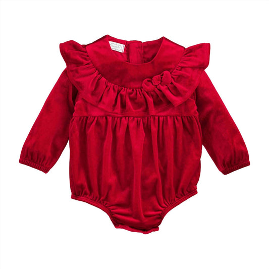 Mudpie - Girl's Velvet Bubble Romper